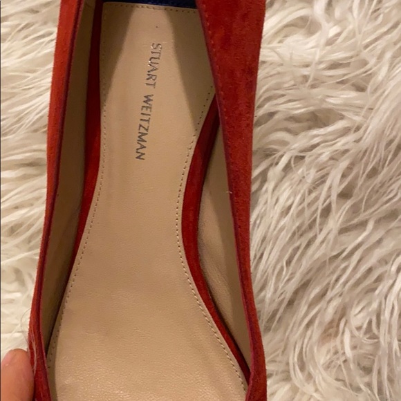 Stuart Weitzman red suede pumps. - Picture 3 of 6